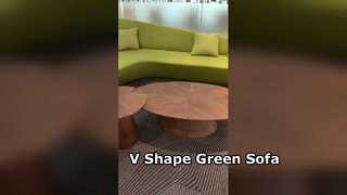 Mobília moderna da sala de visitas do escritório do sofá verde da forma de V