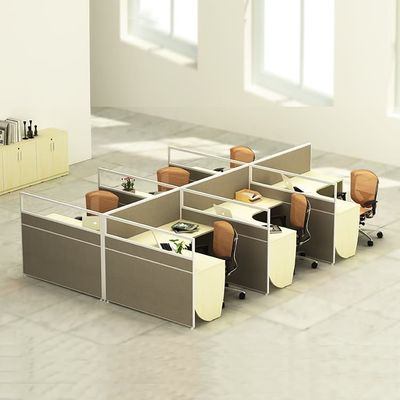 Mesas de trabalho de escritório de 30 mm cor cinza 4 cubículos