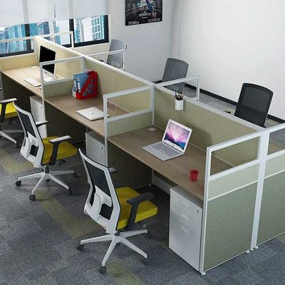 Materiais modernos de alumínio para estação de trabalho para 4 pessoas com divisória