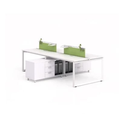 Mesa para funcionários de escritório de madeira branca de 4 vias 1600 mm PC mesa de trabalho com placa de MDF