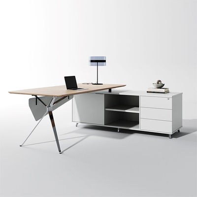 Armário Lateral Cinza Mesa Executiva Largura 1800mm Mesa de Escritório Personalizada para Gerente
