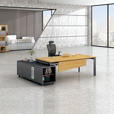 Escrivaninhas executivas modernas e luxuosas amarelas em forma de L Mesas executivas MFC