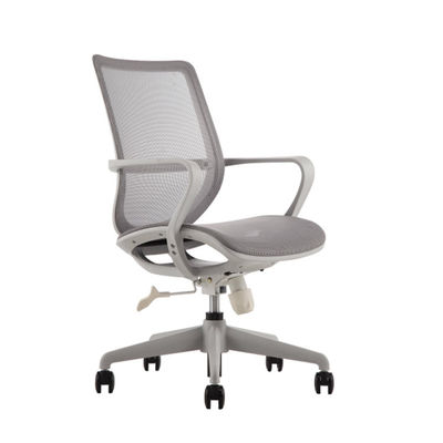 Cadeira de escritório giratória de tecido cinza em forma de almofada de espuma ergonômica com rodas