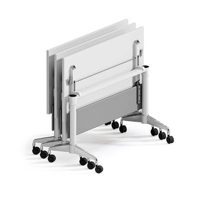 Mesa de treinamento dobrável de madeira retangular branca espessura 25 mm para sala de reunião