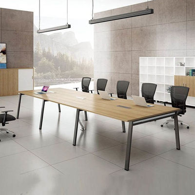 Mesa de conferência executiva de 10 lugares e cadeiras de madeira com espessura de 25 mm