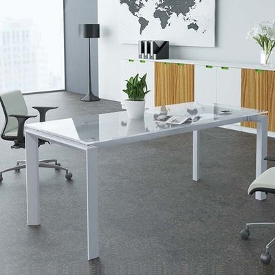 Mesa de conferência de escritório H750mm com pernas de metal mesa de reunião de vidro