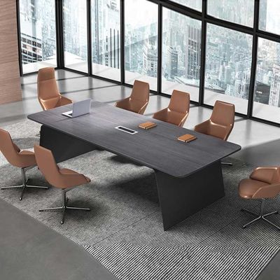 Mesa de escritório de 8 lugares para sala de reuniões OEM cinza escuro para instalações comerciais