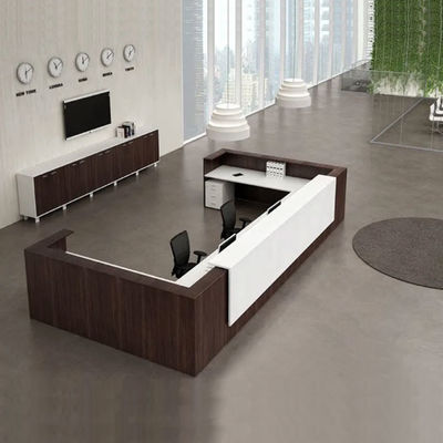 Mesa de recepção de salão de beleza estilo moderno com painel de melamina