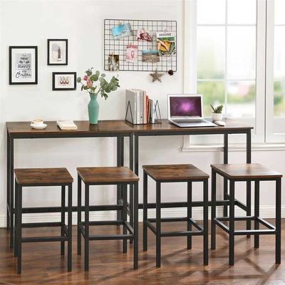 Conjunto de banquetas de mesa de bar de 6,2 polegadas industrial café vintage marrom mesa de jantar