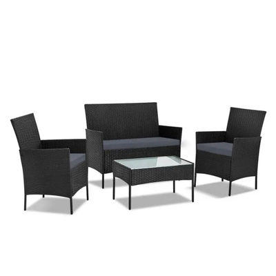 Conjunto de sofá de canto de vime ao ar livre cadeira de jardim de vime com pernas de metal