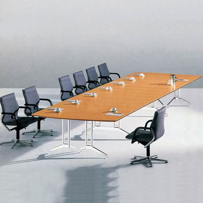Mesa de conferência de escritório de madeira para 10 pessoas Mesa de reunião metálica na sala de reuniões