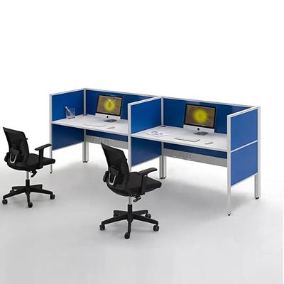 Cubículos de call center modernos com estrutura de alumínio Mesa de trabalho dupla personalizada