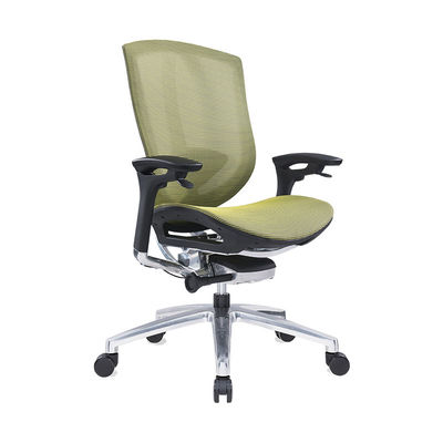 Ergonômica Verde PU braços de elevação cadeira de escritório de rede traseira alta com pés de liga de alumínio
