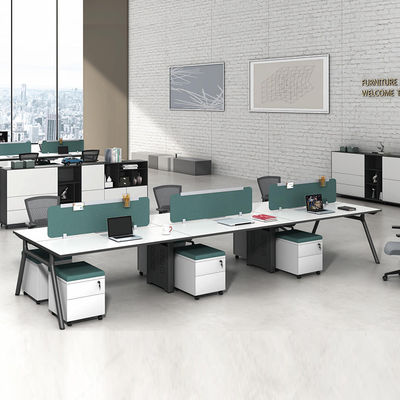 Estação de trabalho de escritório aberto de pernas metálicas para 6 pessoas com partição de desktop