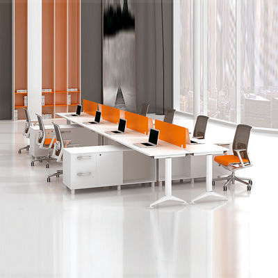 Mobiliário de escritório laranja Mesa de divisória de escritório modular Mesa e cadeira de escritório