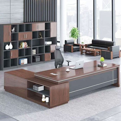 Mesa de Escritório Executiva - Design em Melamina com Madeira de 2200mm com Gabinete Lateral