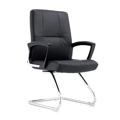 Cadeira de escritório ergonômica de couro PU com design central para uso executivo e de visitantes