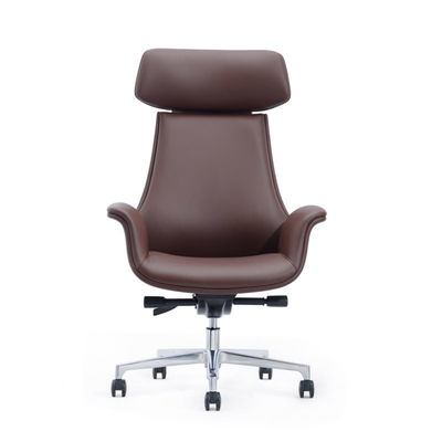 Cadeira de elevação ergonômica marrom Cadeira reclinável giratória de couro