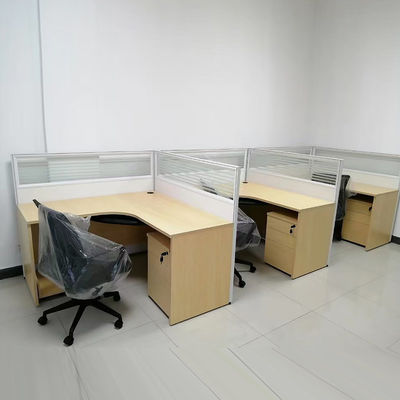 Espaço de escritório Modular 3 Pessoas L Forma de Estação de Trabalho Divisão Desk