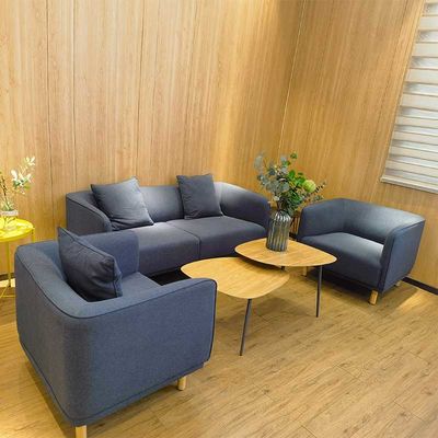 Sofá de Escritório em Tecido, Conjunto de Sofá de 3 Lugares com Tamanho Personalizável e Estrutura de Madeira Maciça