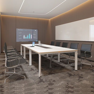 Mobiliário de Sala de Reuniões Branco Madeira Sala de Conferências para 8 Pessoas Mesa e Cadeiras