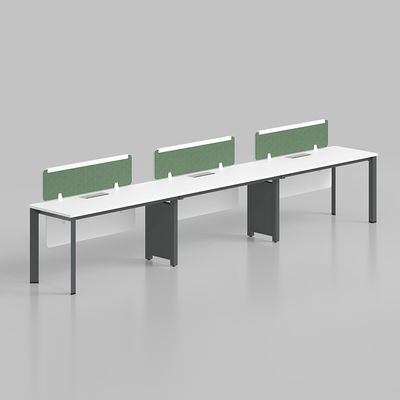 W3600*D1200*H750MM Mobiliário de escritório recto Modular 6 lugares Computador Branco Estação de Trabalho Mesa