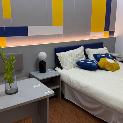 Conjunto de mobiliário de quarto de hotel de madeira moderno personalizado Conjunto de quarto de apartamento