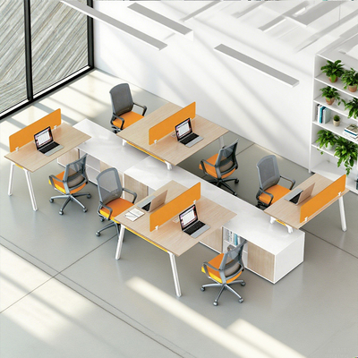 Estações de trabalho de madeira Escritório de computadores 4 escritórios de pessoal sentados Escritórios de escritório