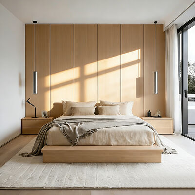 5 estrelas Hotel de madeira mobiliário de quarto conjunto King Queen cama armário de cama para hotel villa