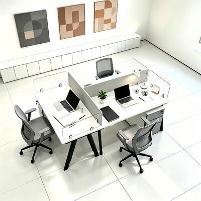 Mesa de Estação de Trabalho Modular de Tamanho Personalizado com Tampo de Melamina para Configurações de 2, 4 ou 6 Lugares