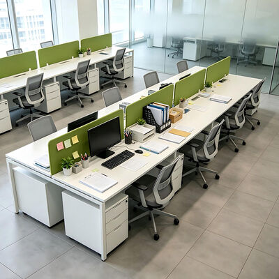 BS-WT60 Mesa de estação de trabalho modular com placa de melamina de 25 mm e divisória de tecido verde - tamanho personalizável